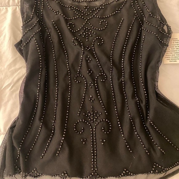 Vintage 90s / Early 2000s Beaded Mesh Tank Top Small - Picture 2 of 7